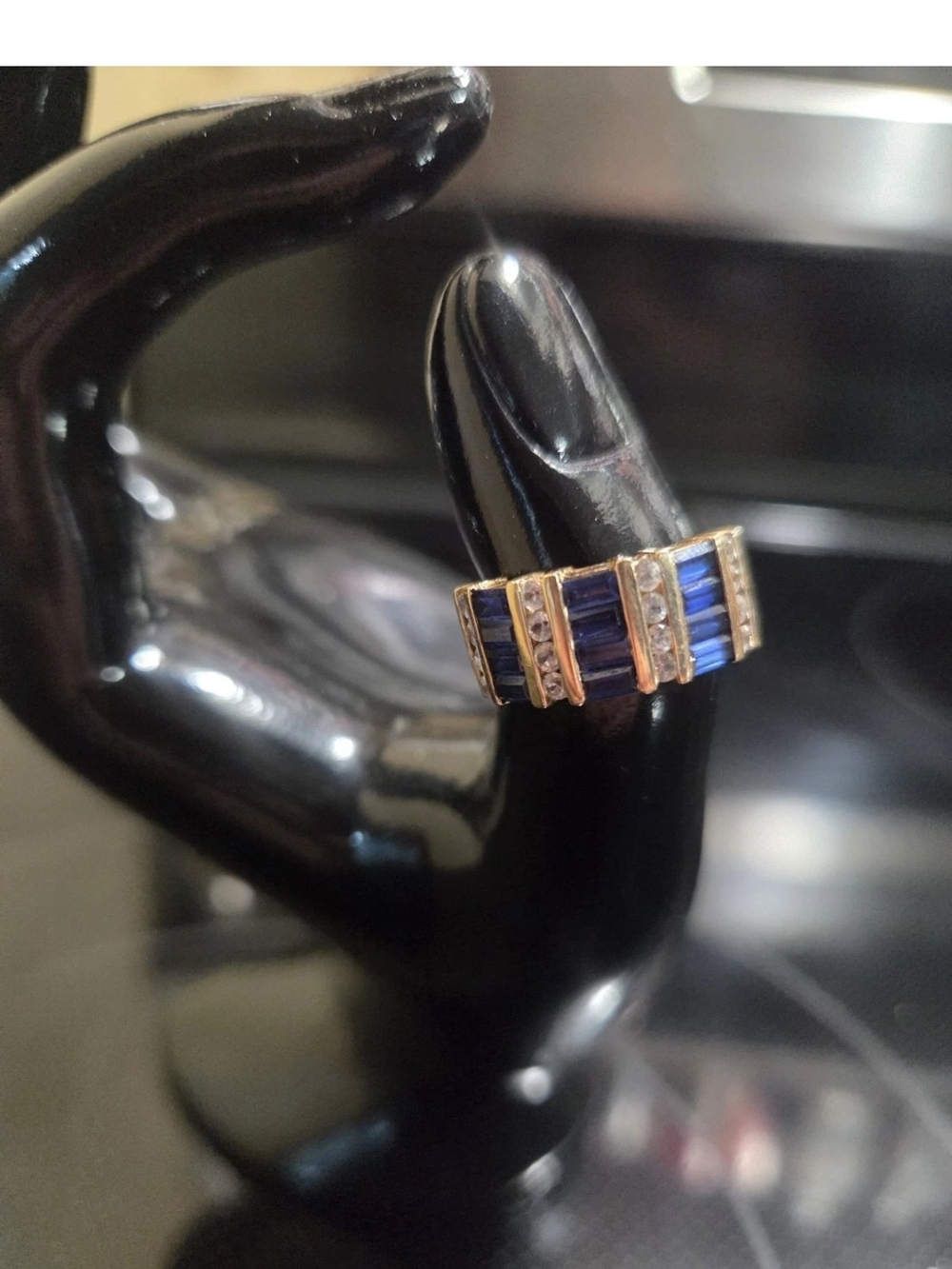 Diamond and Sapphire ring set in 14k Yellow Gold Size 7
